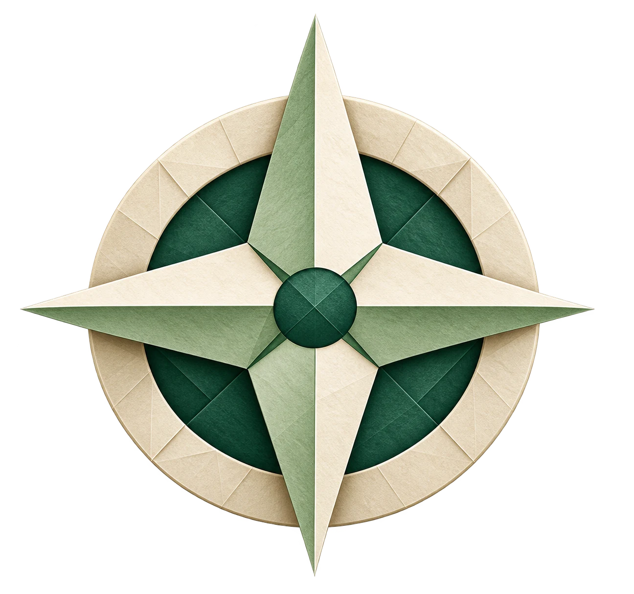 Origami compass and shortlisted profile symbolising careful selection
