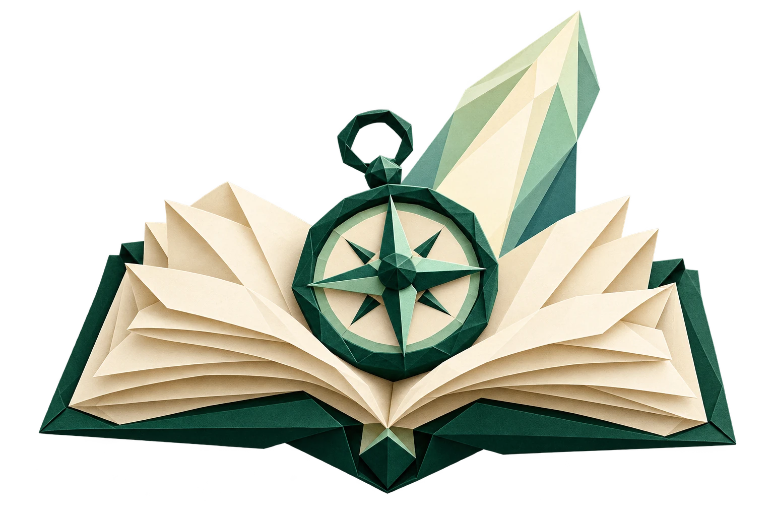 Origami book and compass symbolising preparation from experienced teachers