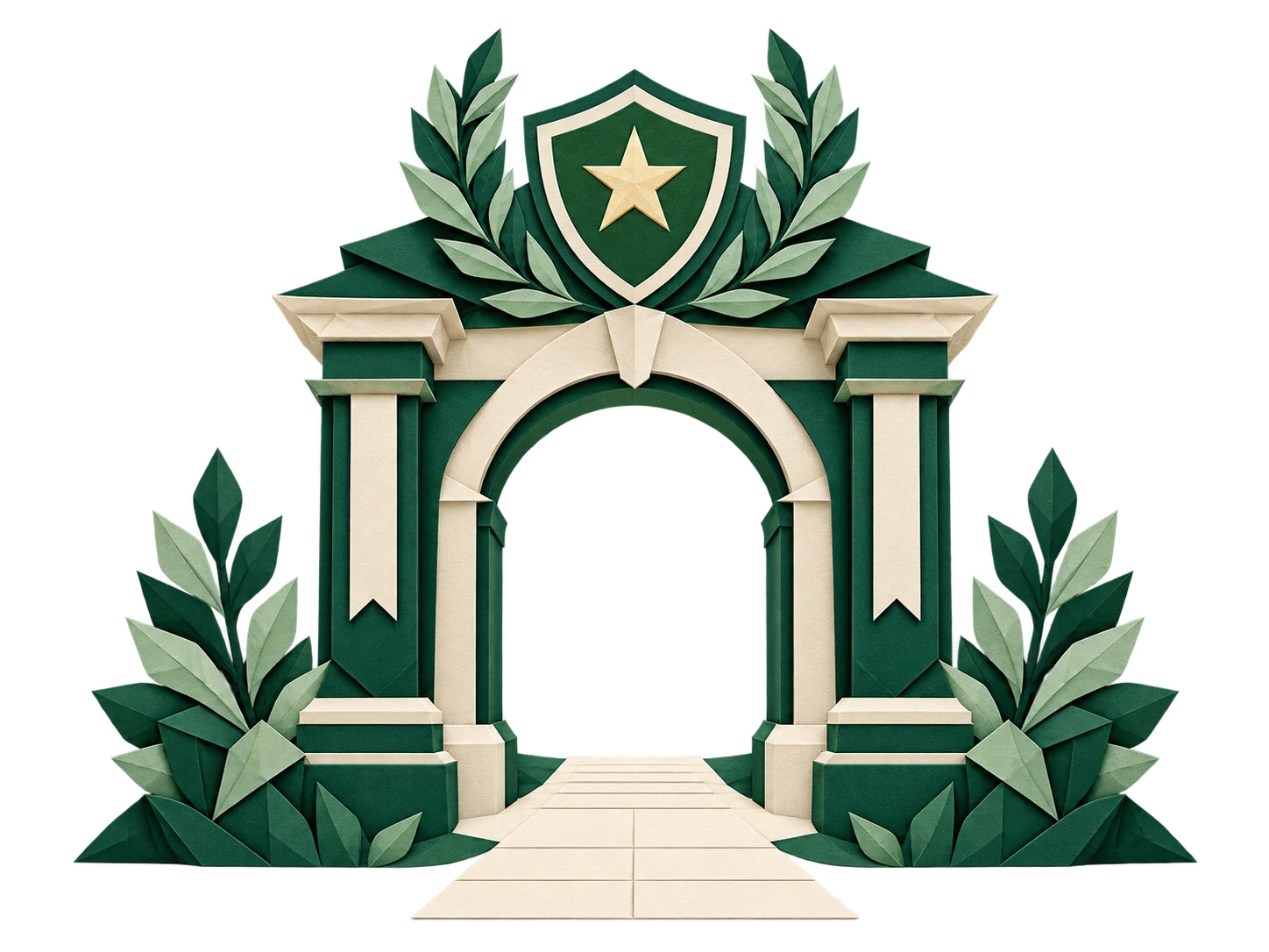 Origami gateway symbolising a place at a respected cadet college