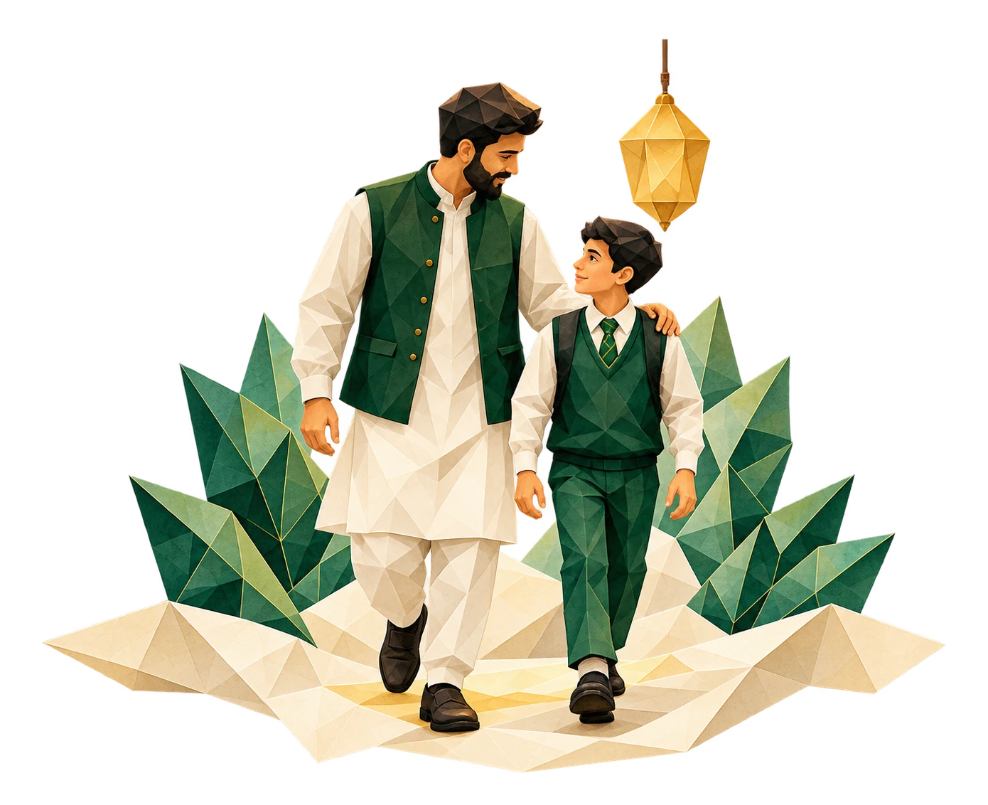 Origami mentor and student representing support after admission