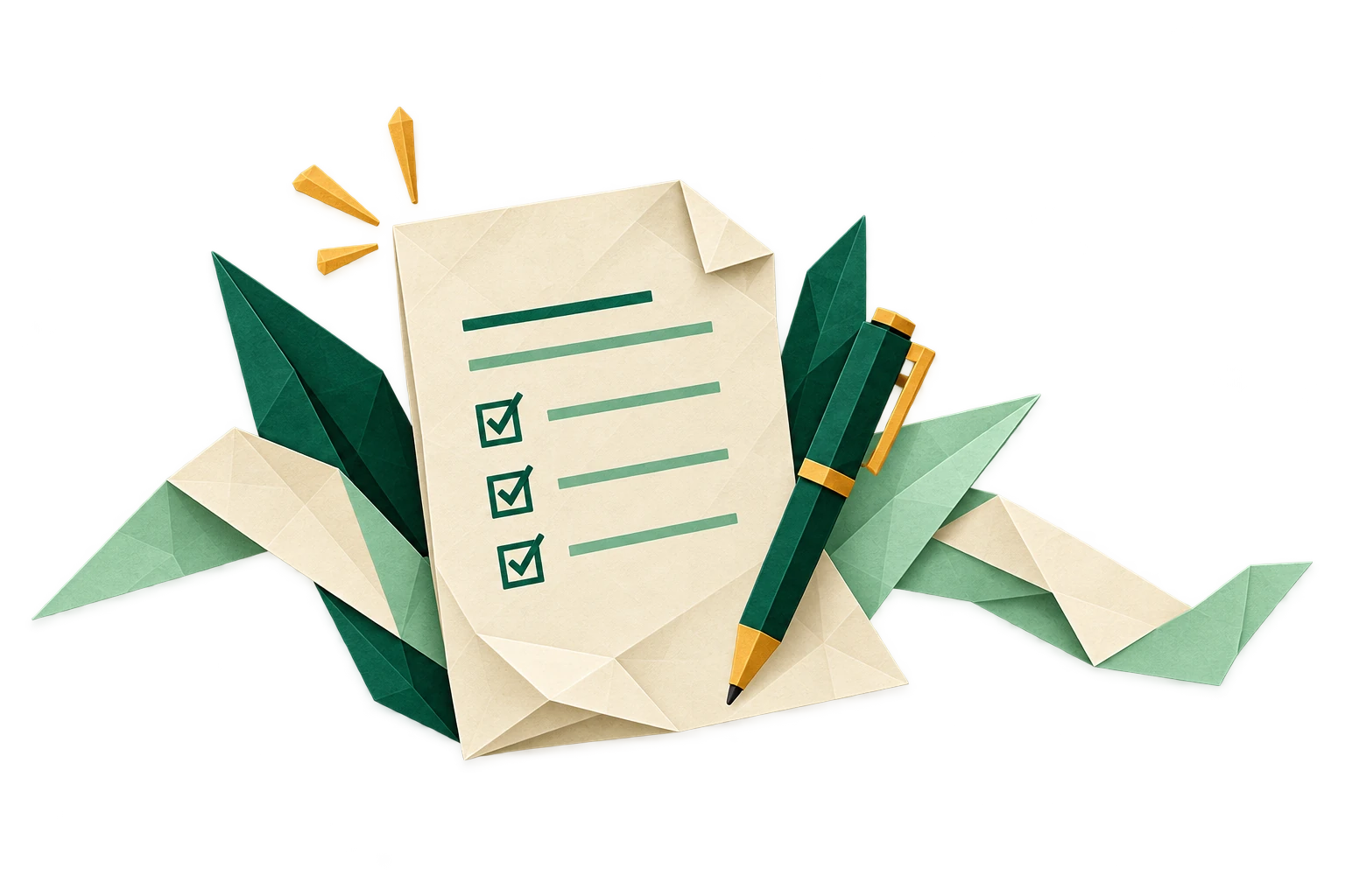 Origami mentor interest form and pen