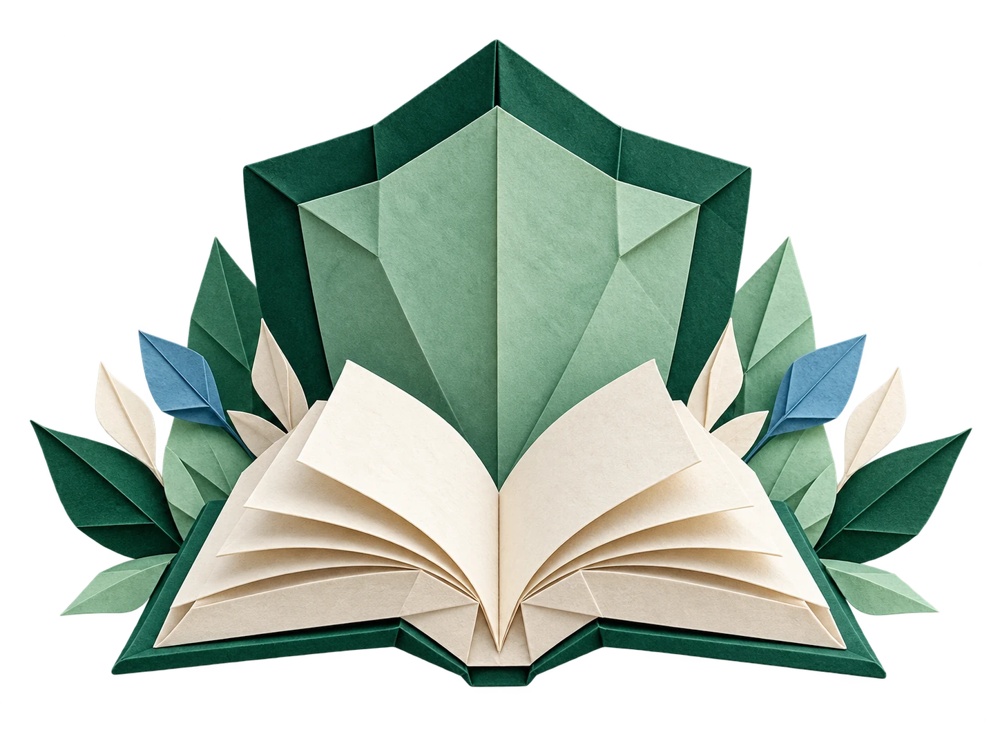 Origami open book and shield symbolising fully paid education